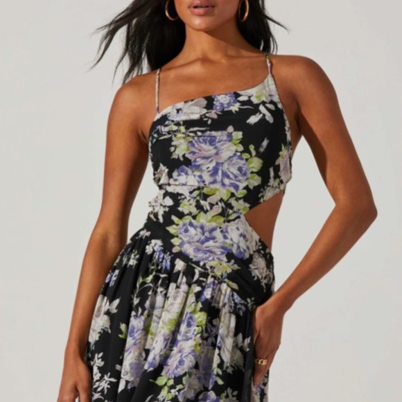 ASTR FLORAL SIDE CUT OUT MIDI DRESS - Picture 3 of 8